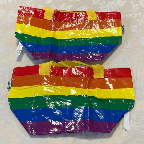 IKEA set of 2 rainbow small STORSTOMMA tote bags NWT - Picture 4 of 5